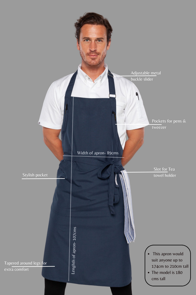 Ross Bluish grey bib Chef apron Large size - Ace Chef Apparels