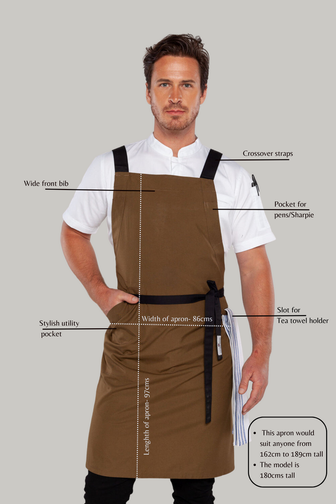 BYRON Crossover Chef apron Olive Green with black straps - Ace Chef Apparels