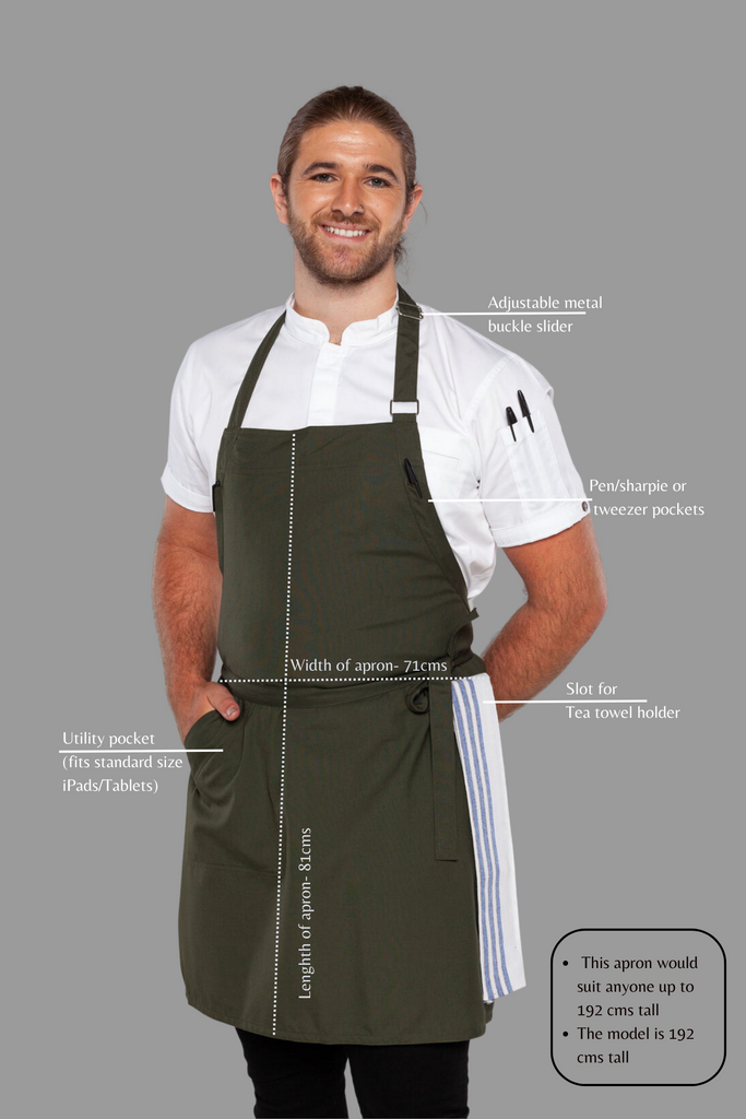 Josh Dark Green bib Small size Apron - Ace Chef Apparels