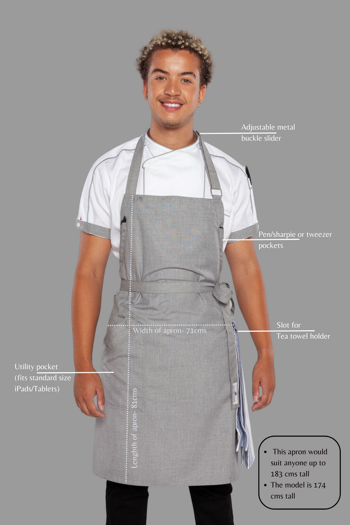 Josh Steel Grey bib Small size Apron - Ace Chef Apparels