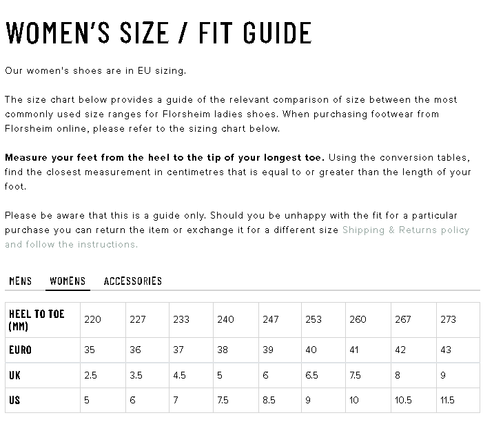 Florsheim Glendale EEE - Wide Width Chelsea Boot size guide