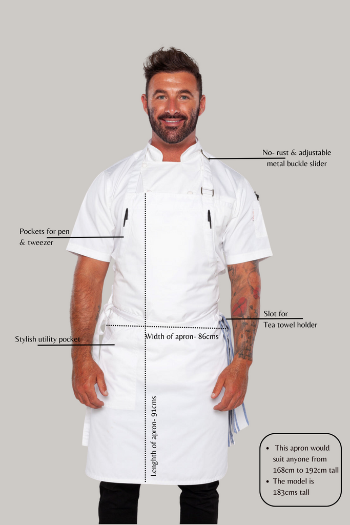 Niche White Bib Chef Apron one size - Ace Chef Apparels