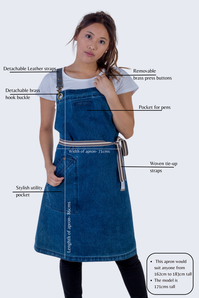 Blue Denim apron Swiss - Ace Chef Apparels