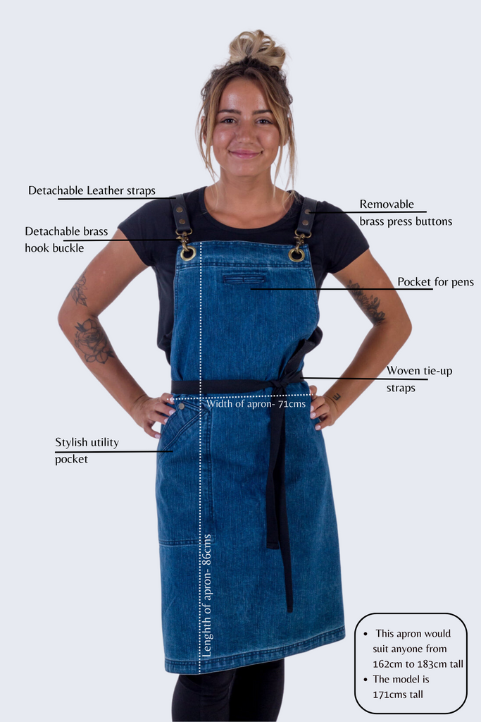 Blue Denim apron Swiss - Ace Chef Apparels