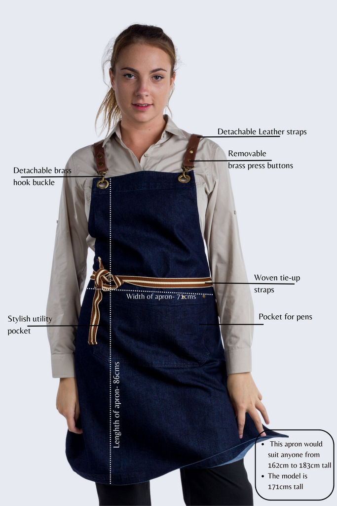Dark Indigo denim apron fitzroy - Ace Chef Apparels