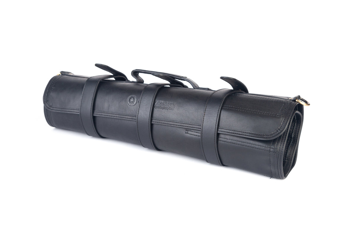 Leather Knife Roll-Black