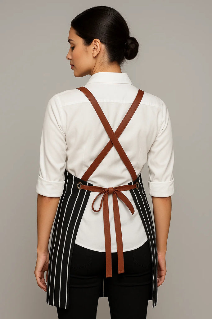 Bondi Black White Stripes/Chocolate PU - Ace Chef Apparels