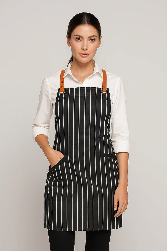 Bondi Black White Stripes/Tan PU - Ace Chef Apparels
