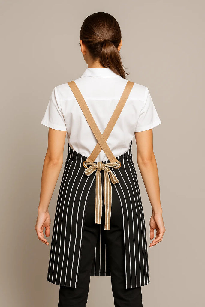 Bondi Black White Stripes/Beige leather dual tone - Ace Chef Apparels