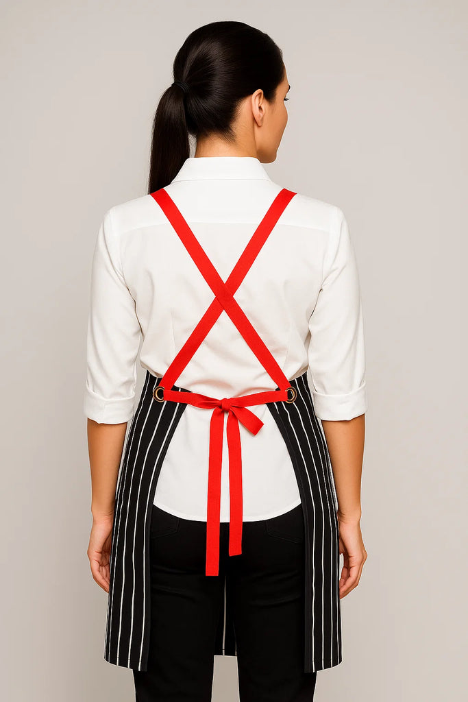 Bondi Black White Stripes/Red - Ace Chef Apparels