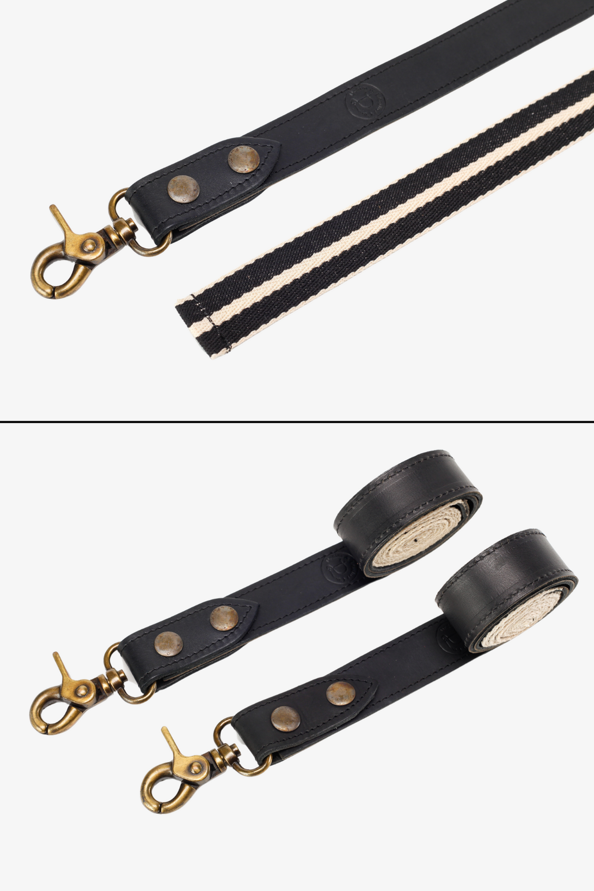 Interchangeable Black Leather dual tone Strap