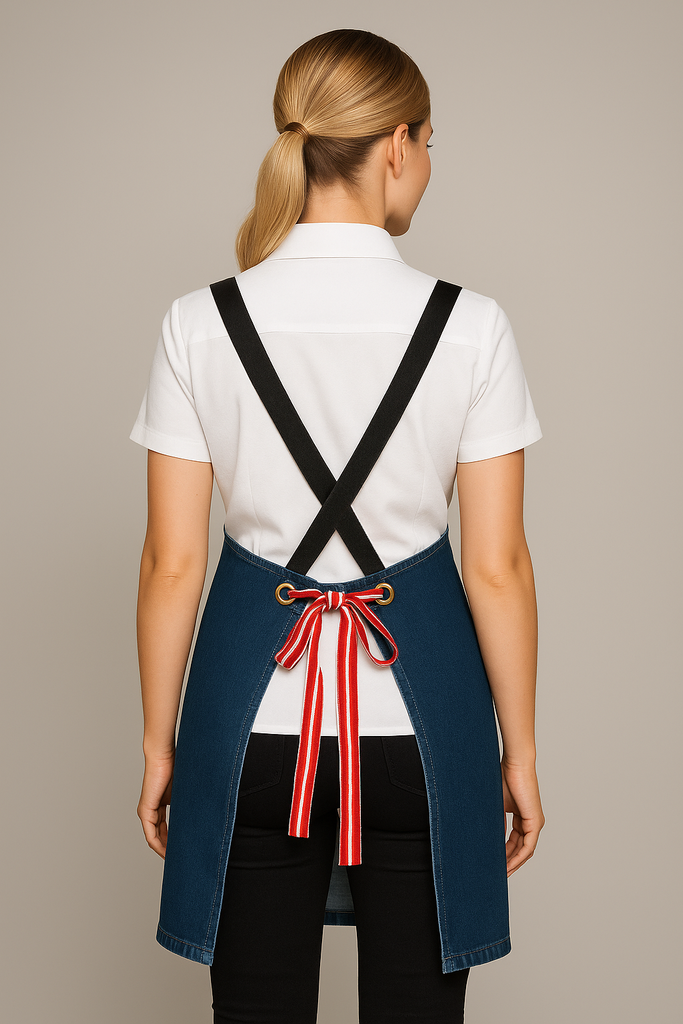 Bondi  Denim blue / Black leather with red dual tone - Ace Chef Apparels