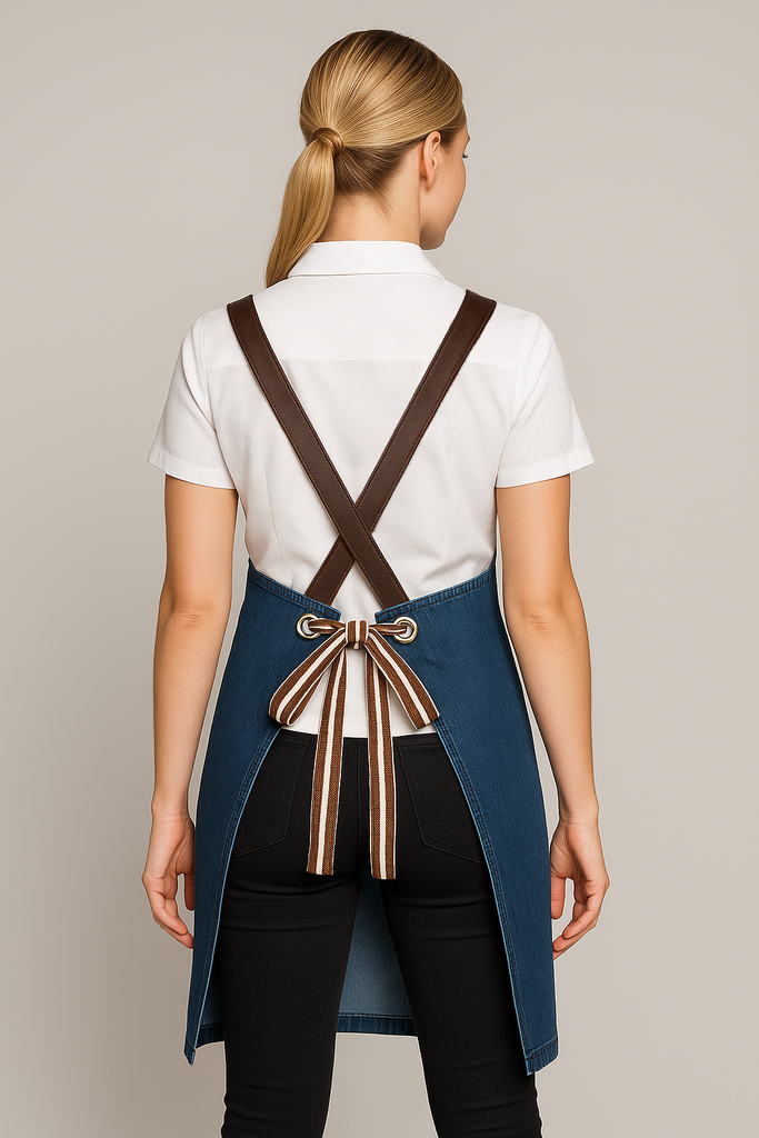 Bondi Denim blue / Chocolate Brown leather dual tone - Ace Chef Apparels