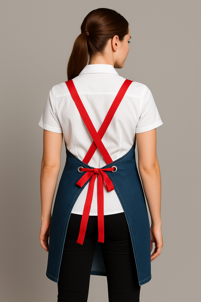 Bondi Denim blue / Red straps - Ace Chef Apparels