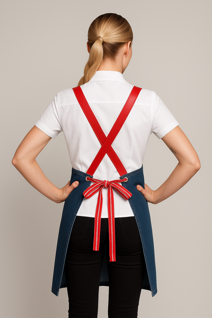 Bondi Denim blue / Red leather dual tone - Ace Chef Apparels