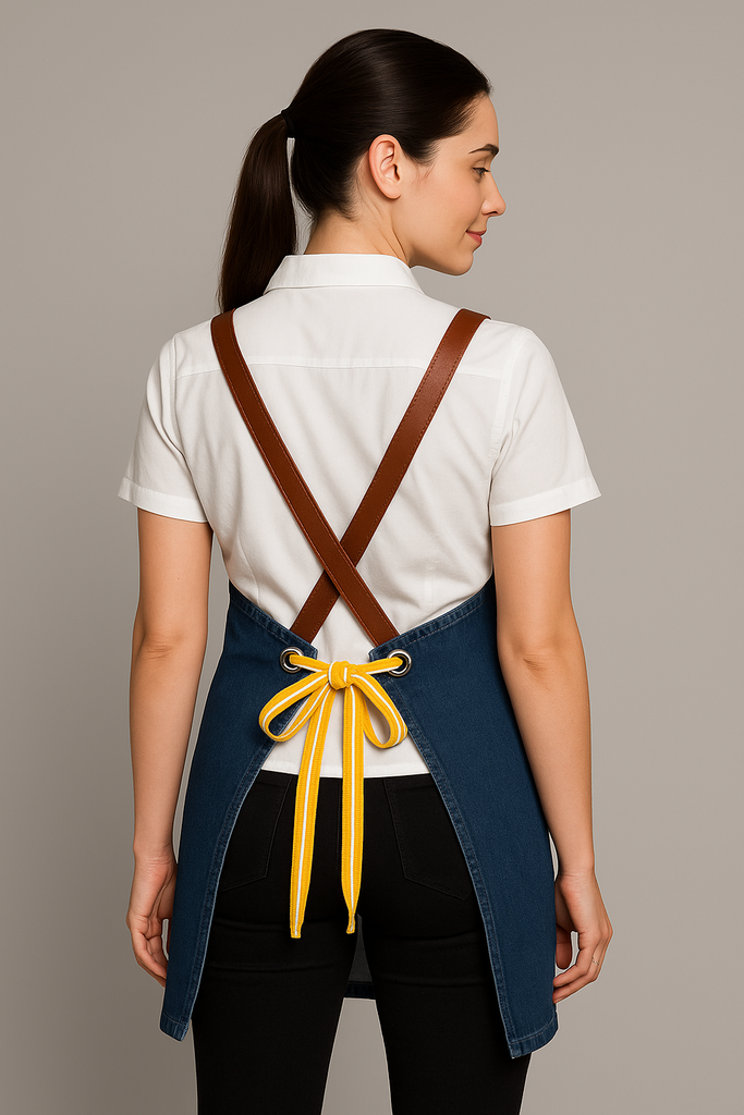 Bondi Denim blue / Tan leather with yellow dual tone - Ace Chef Apparels