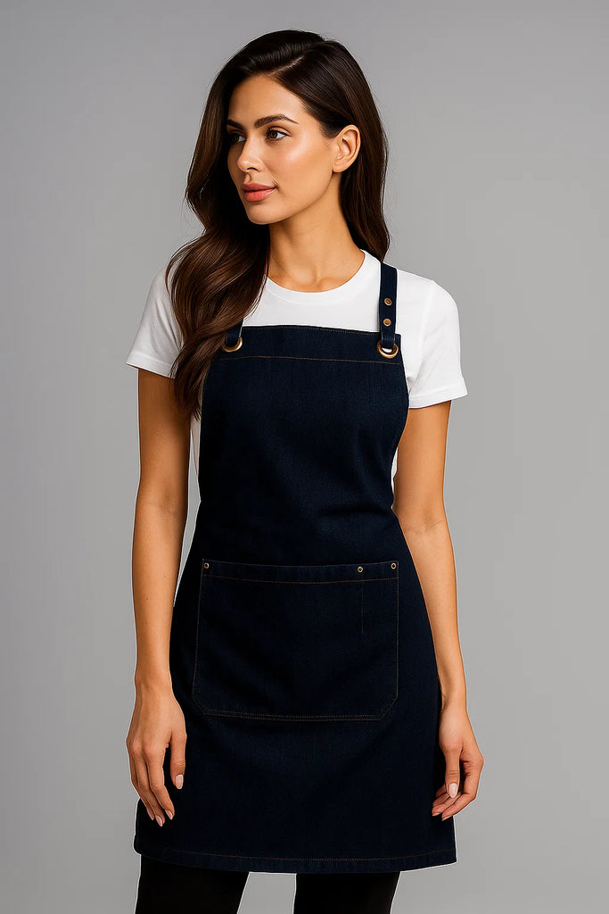 Bondi Crossover Denim Dark Blue Apron Interchangeable straps(Indigo) - Ace Chef Apparels