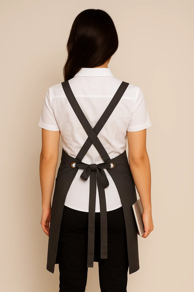 Bondi Crossover Apron Interchangeable straps Charcoal Grey - Ace Chef Apparels