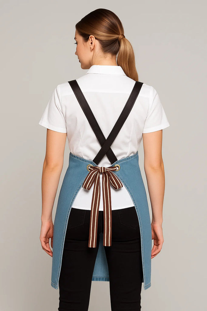 Bondi Denim stone / Chocolate Brown leather dual tone - Ace Chef Apparels