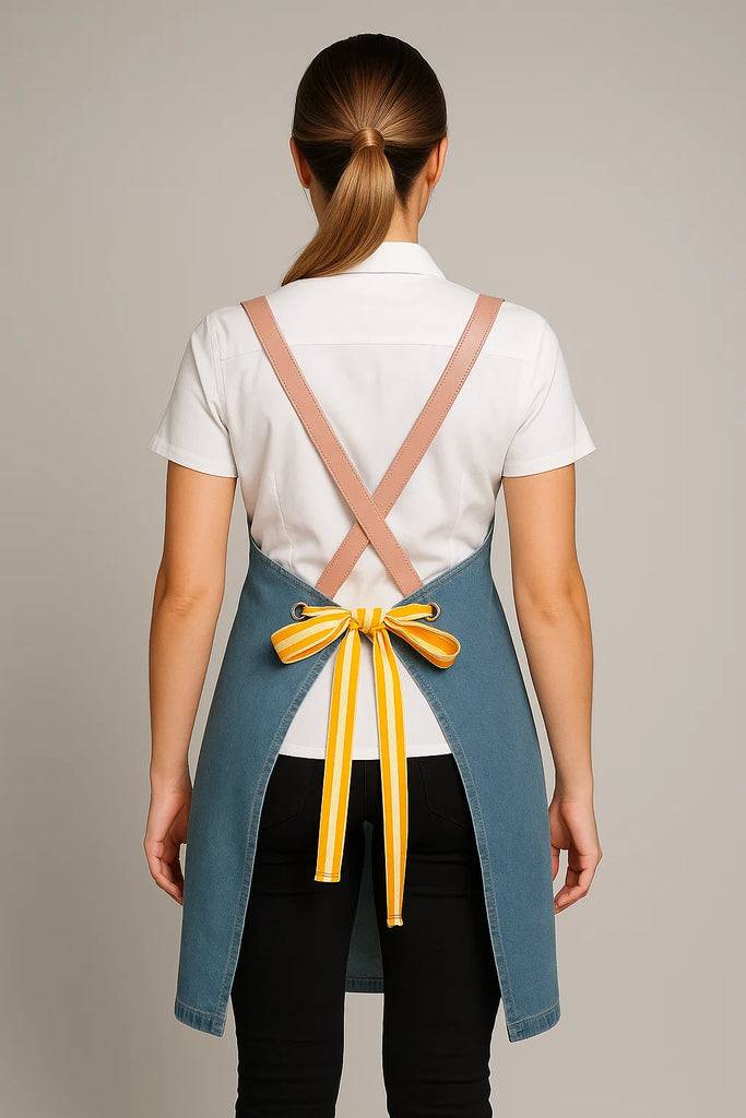 Bondi Denim stone / Pink leather with yellow dual tone - Ace Chef Apparels