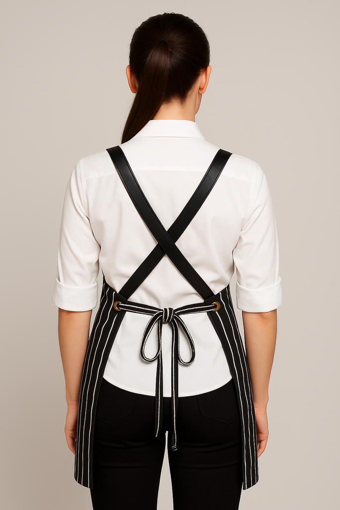 Bondi Black White Stripes/Black leather dual tone - Ace Chef Apparels