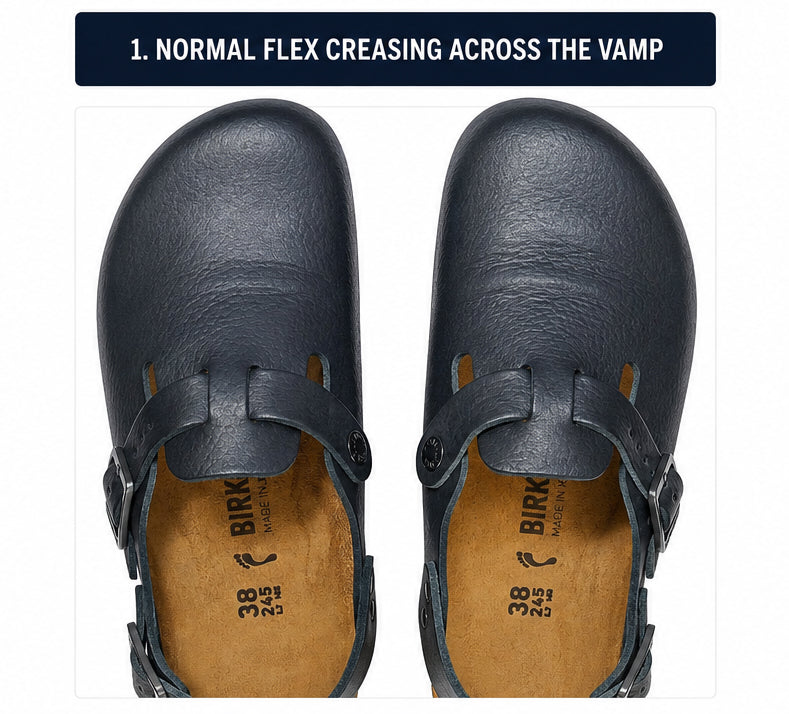 Normal flex creasing across the vamp