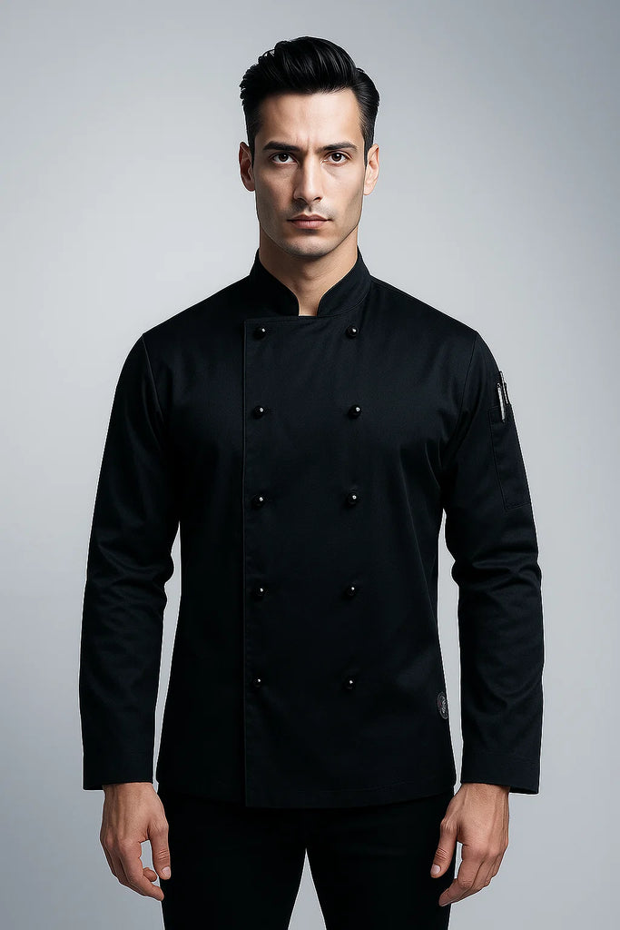 Generic Black Chef jackets Long sleeve - Ace Chef Apparels