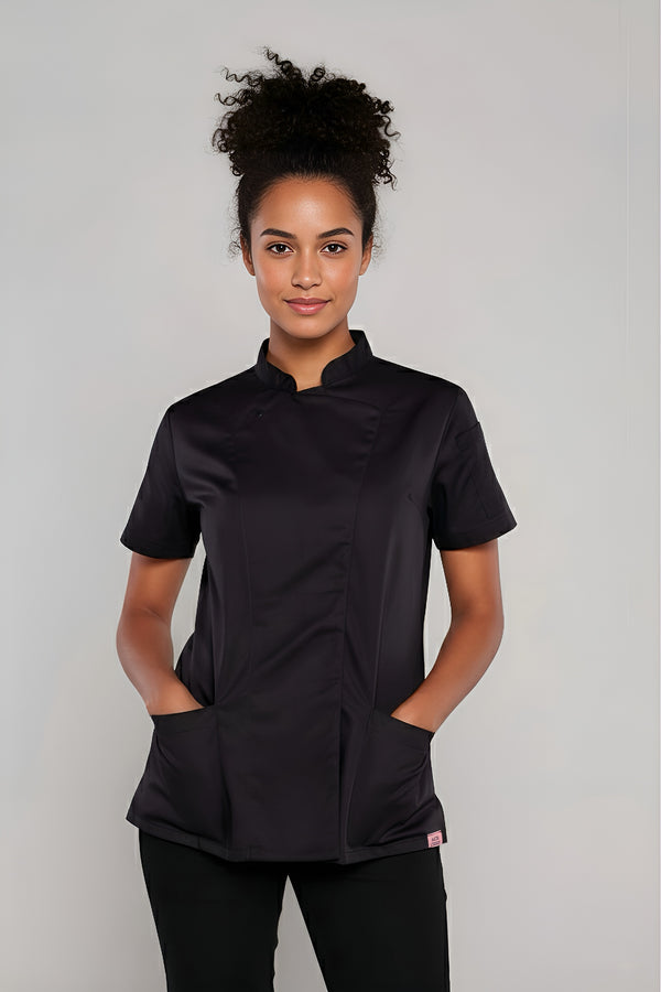 Sophia Women’s Short Sleeve Black Chef Jacket