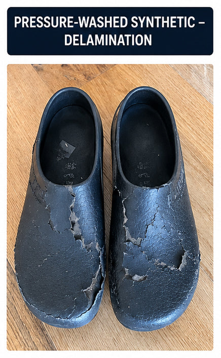 Pressure-washed synthetic - delamination