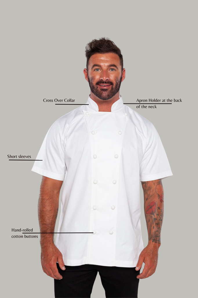 Press Chef jacket white with hand rolled cotton button - Ace Chef Apparels