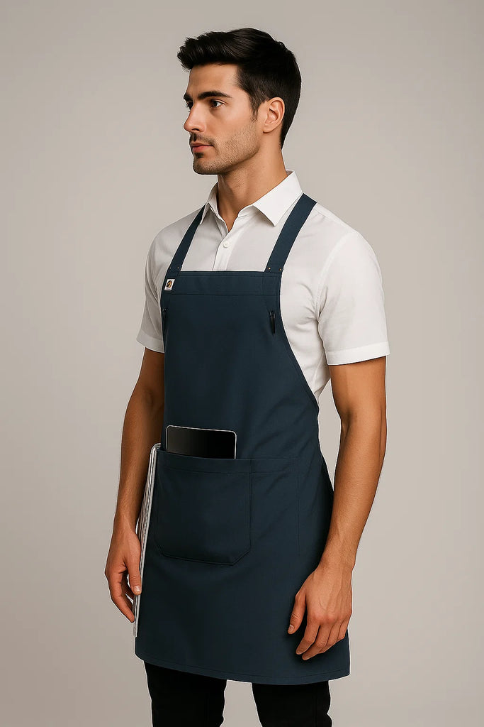 Shana Crossover Apron fixed Straps Bluish grey Dual strap colour - Ace Chef Apparels