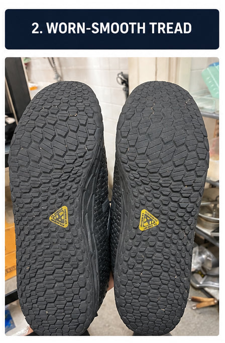 Worn-smooth tread