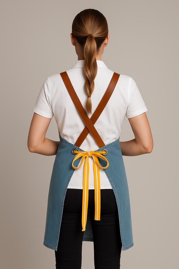 Bondi Denim stone / Tan leather with yellow dual tone - Ace Chef Apparels
