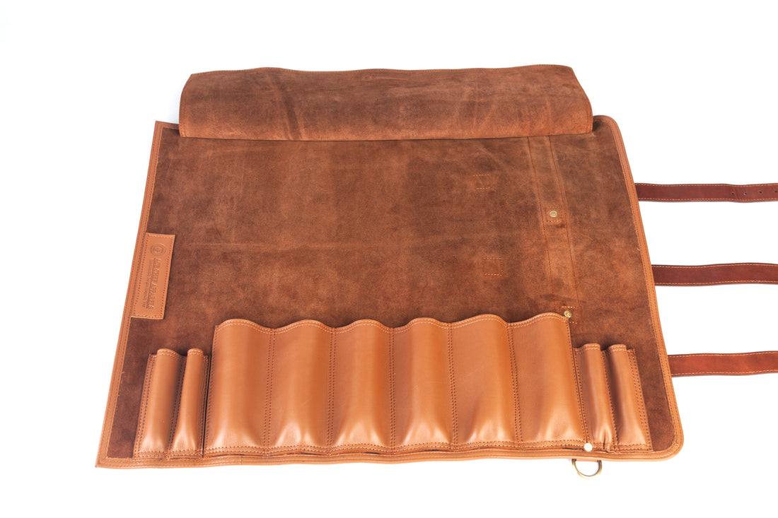 Leather Knife Roll-Tan