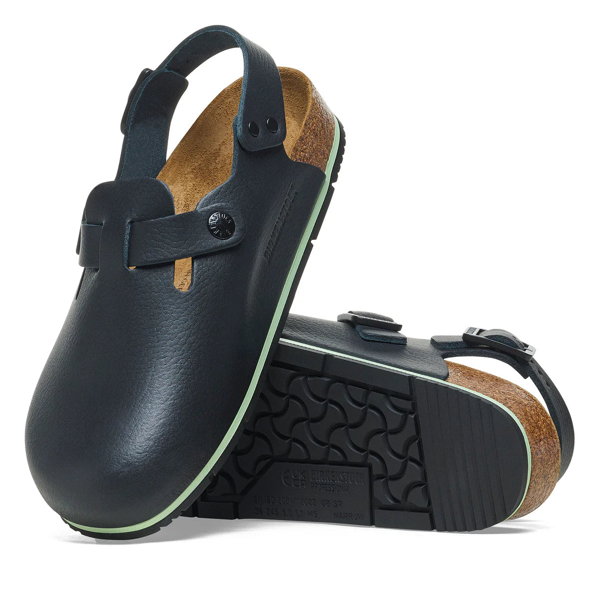Birkenstock Tokio Pro Black – PU Coated Natural Leather Professional Clog