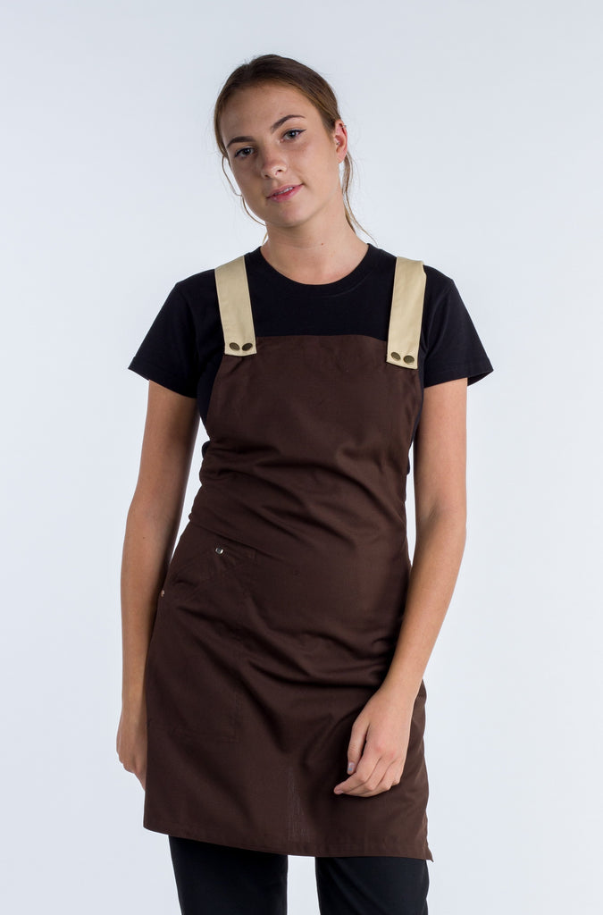 Crossover apron chocolate brown Melbourne