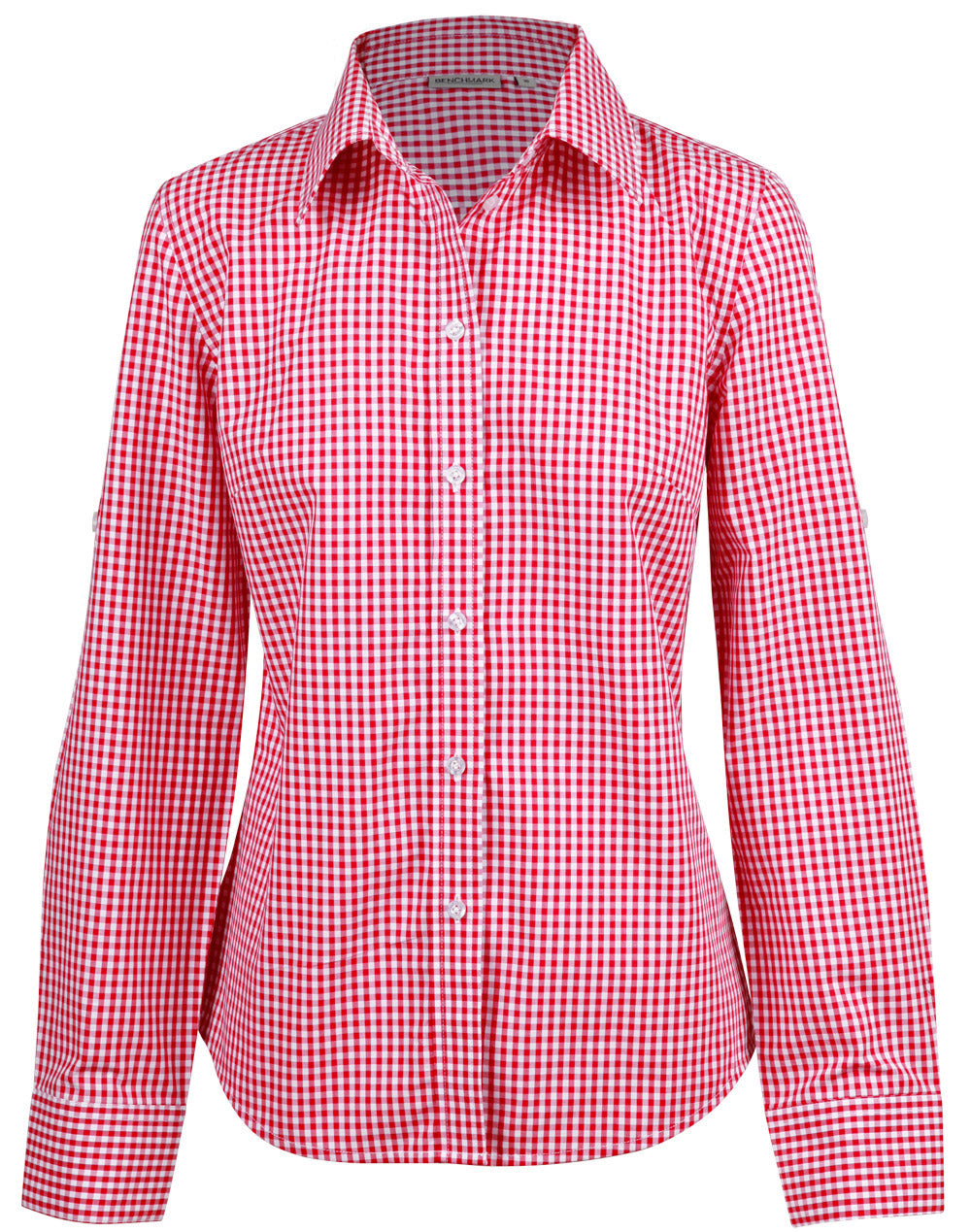 work Long Sleeve Shirt | Ladies Gingham check work shirt | Ace Chef ...