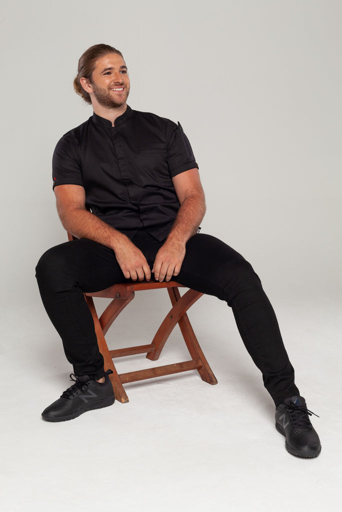 BLACK CHEF JACKET SHORT SLEEVES