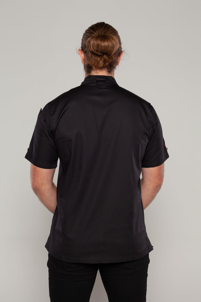 BLACK CHEF JACKET SHORT SLEEVES