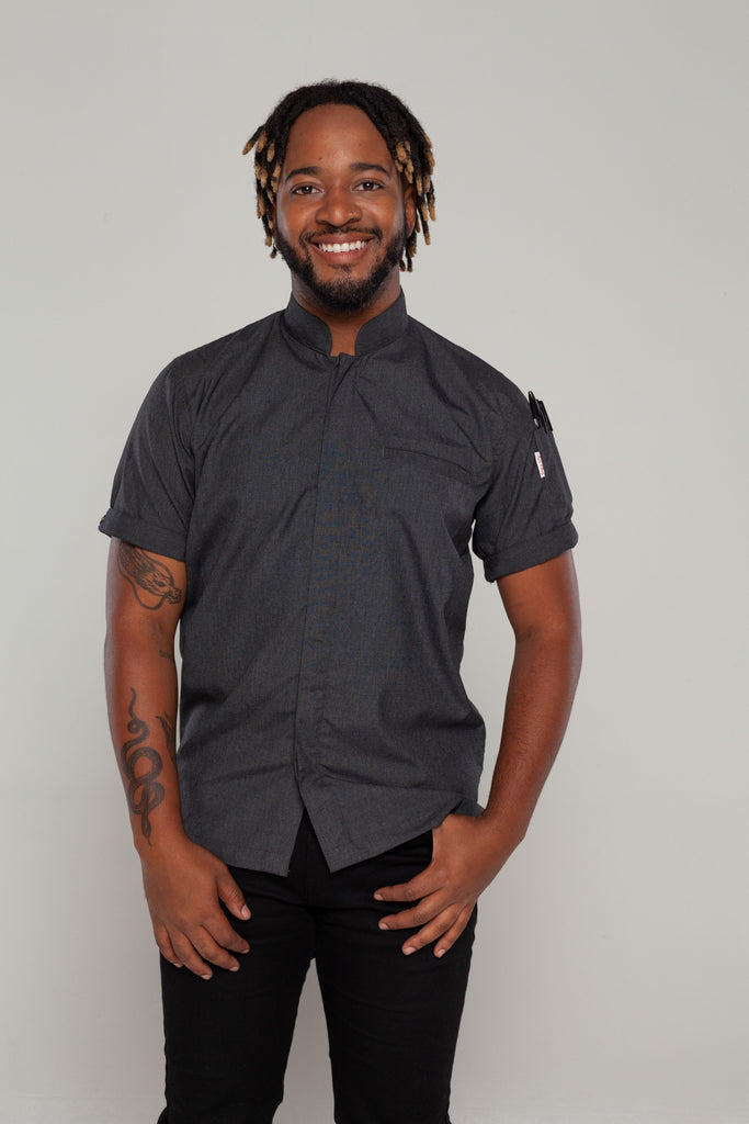 CHARCOAL GREY CHEF JACKET SHORT SLEEVES