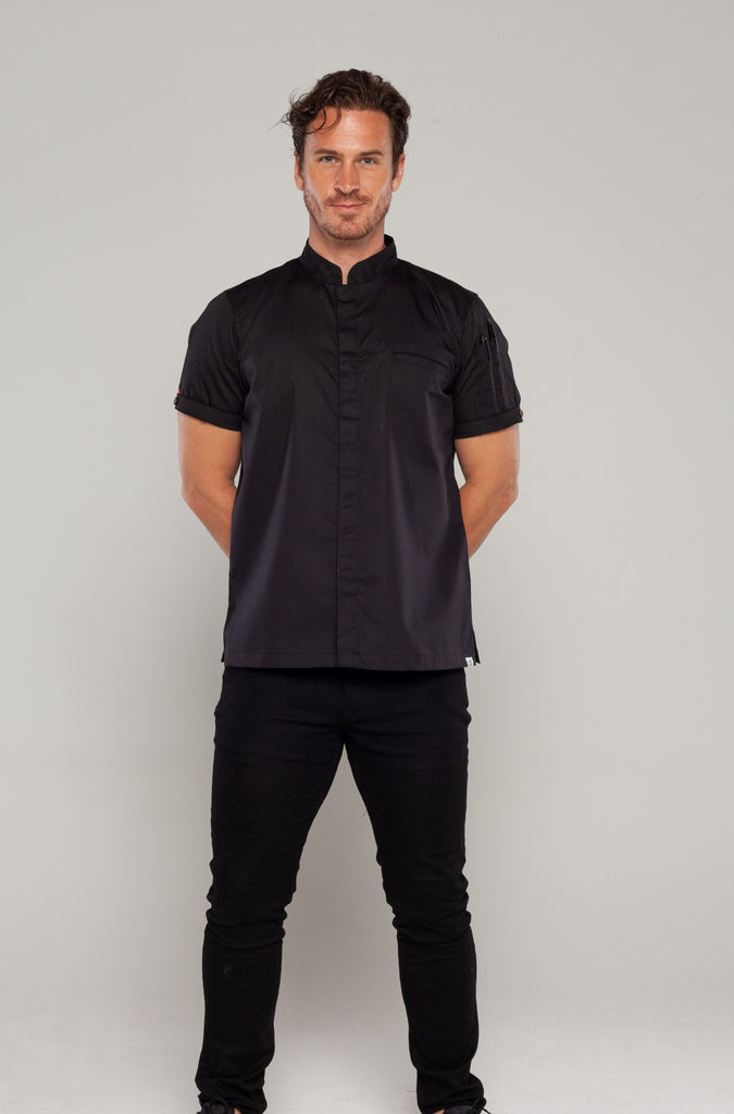 black chef jacket raven 
