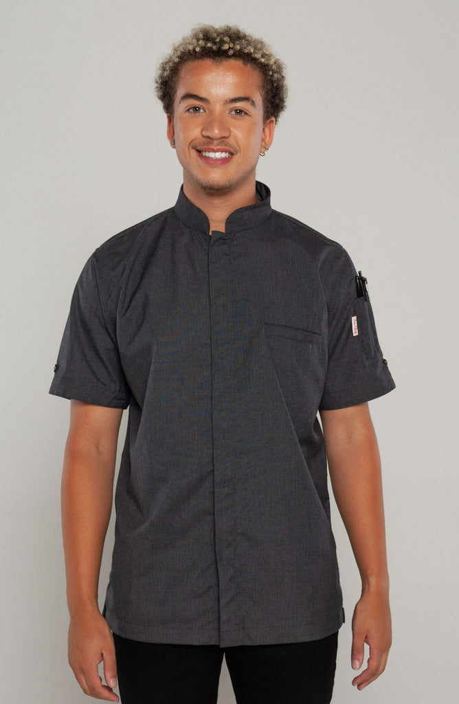 CHARCOAL GREY CHEF JACKET SHORT SLEEVES