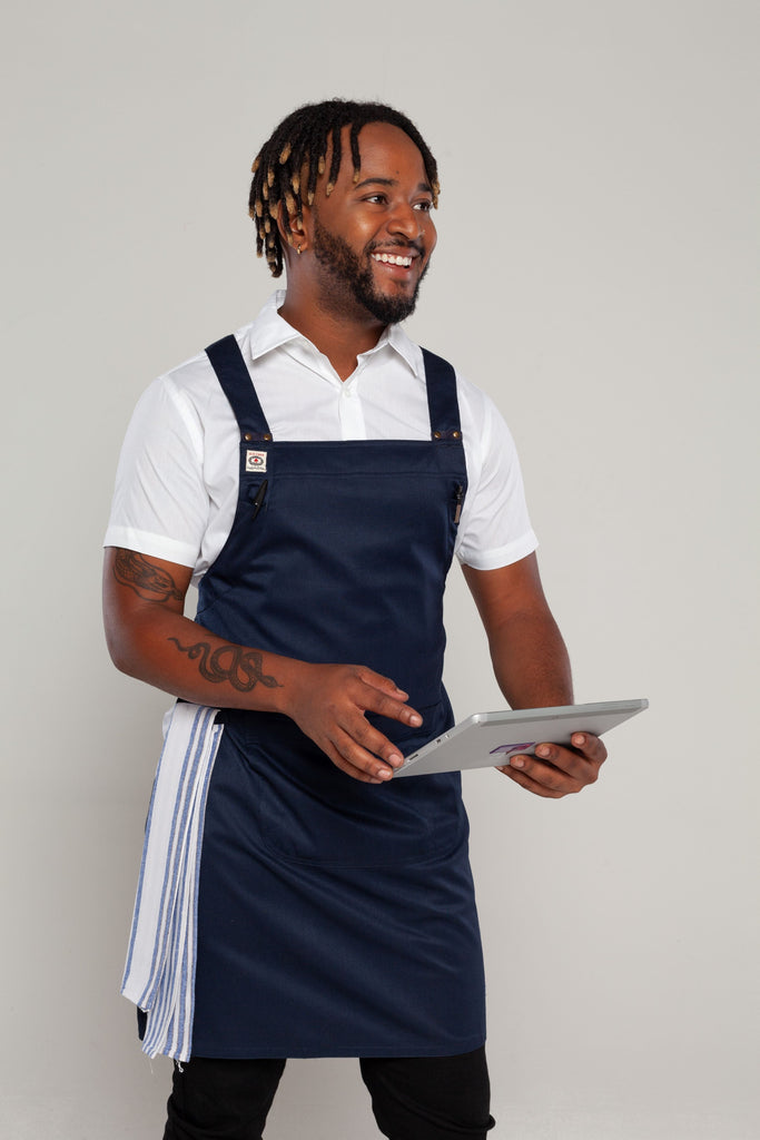 Shana Crossover Apron Navy - Ace Chef Apparels