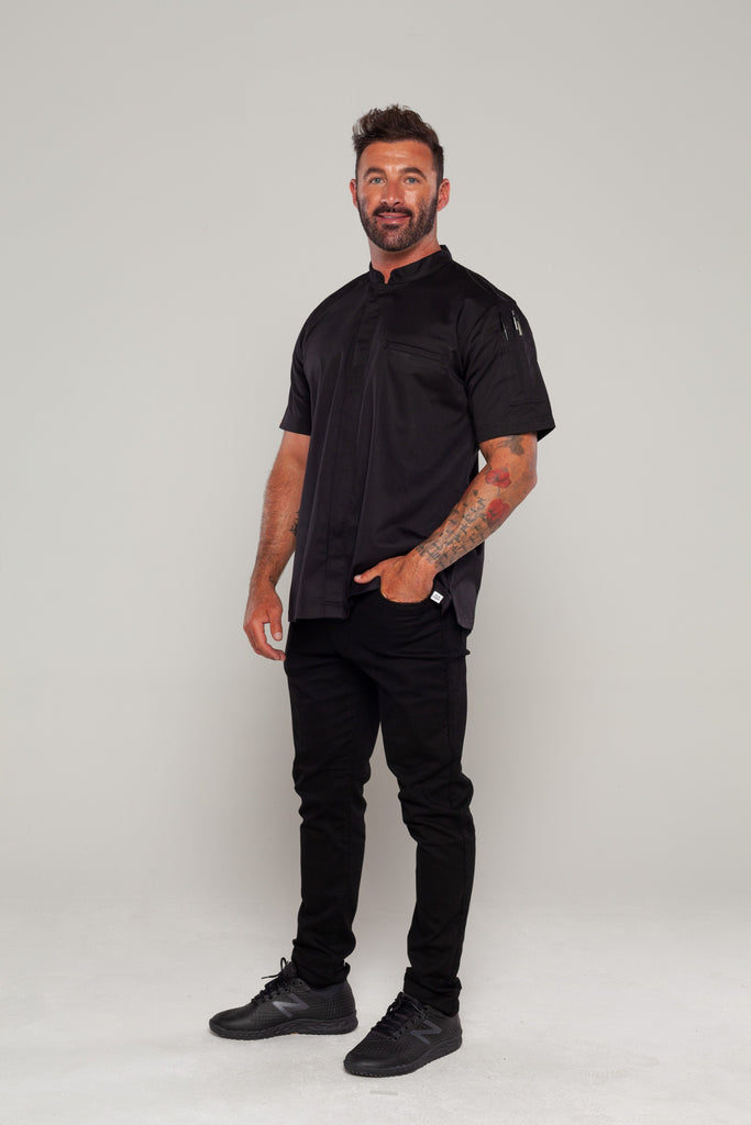 BLACK CHEF JACKET WITH ZIPPER