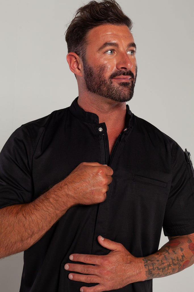 BLACK CHEF JACKET WITH ZIP