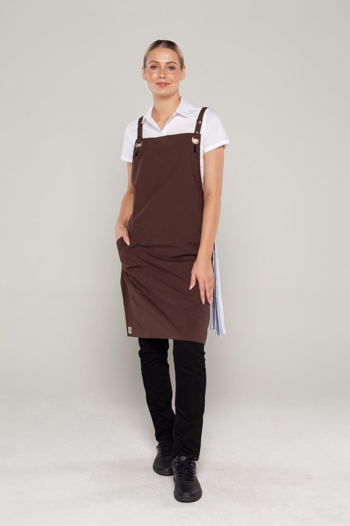 CROSSOVER CAFE APRONS CHOCOLATE BROWN