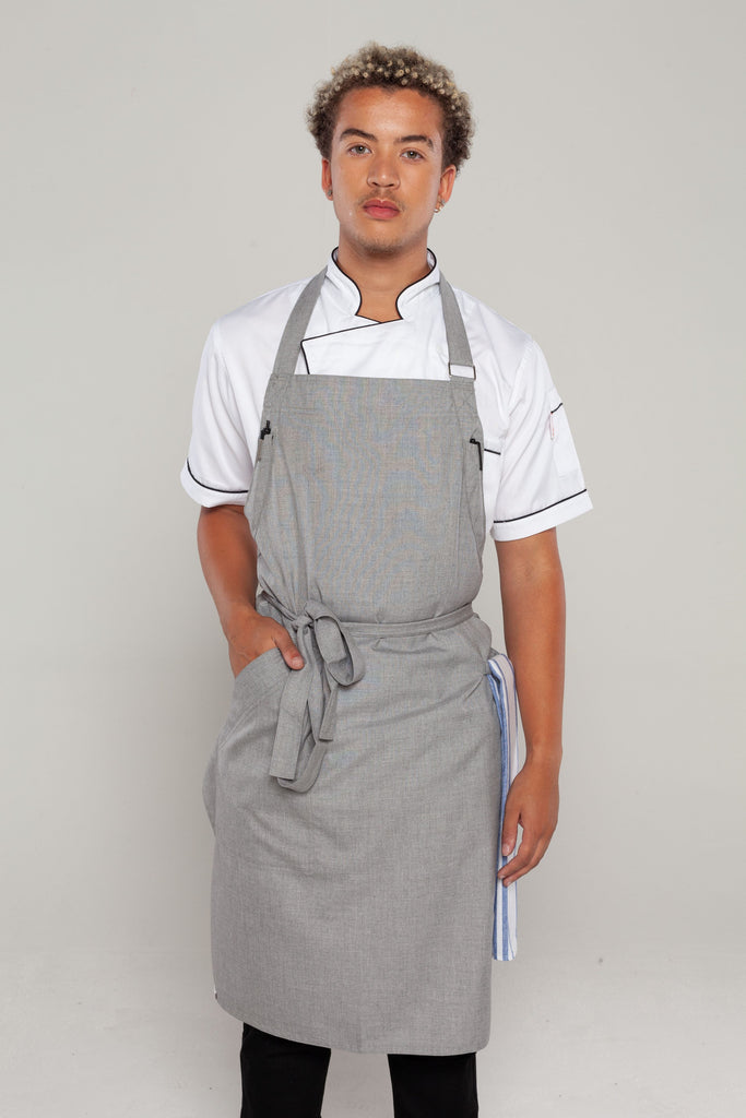 steel grey bib aprons 