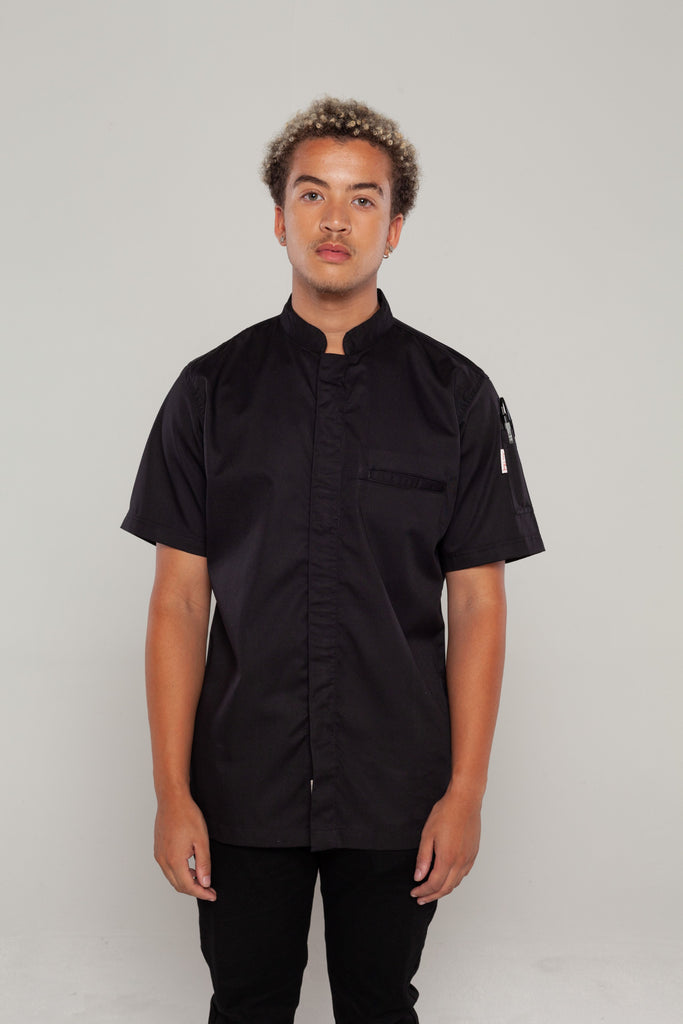 BLACK CHEF JACKET WITH ZIP AND COOL VENT 
