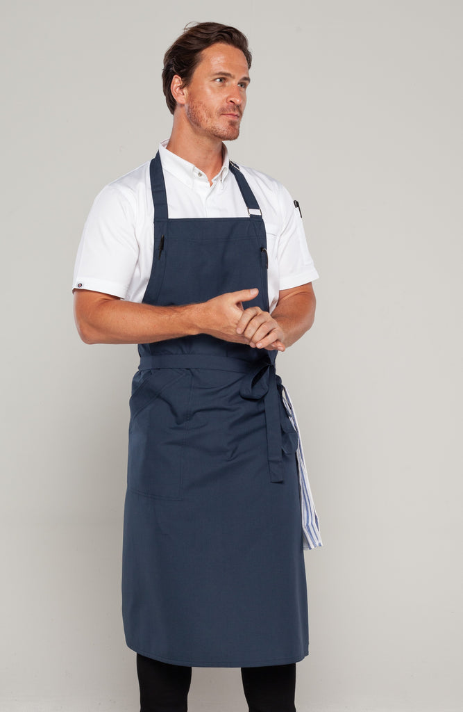 large size bluish grey chef apron