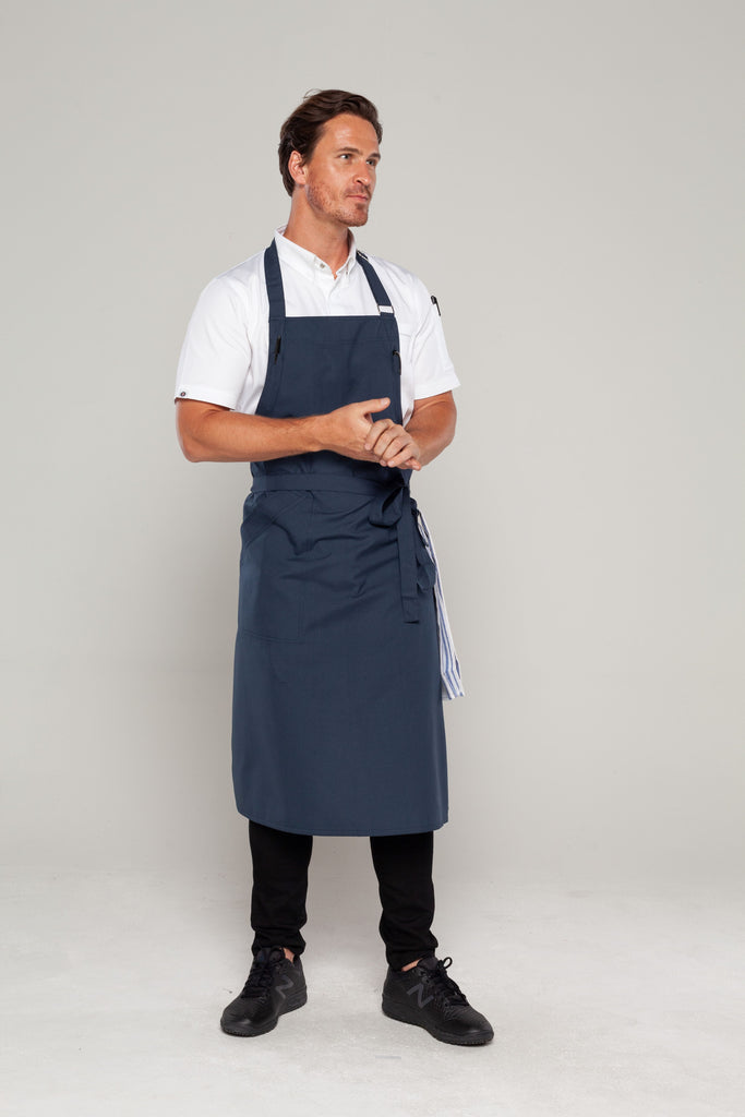 large size bluish grey chef apron